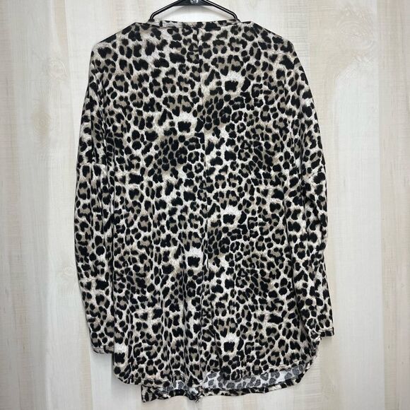 White Birch leopard print cardigan sweater long sleeve, sizeXL - Picture 7 of 10